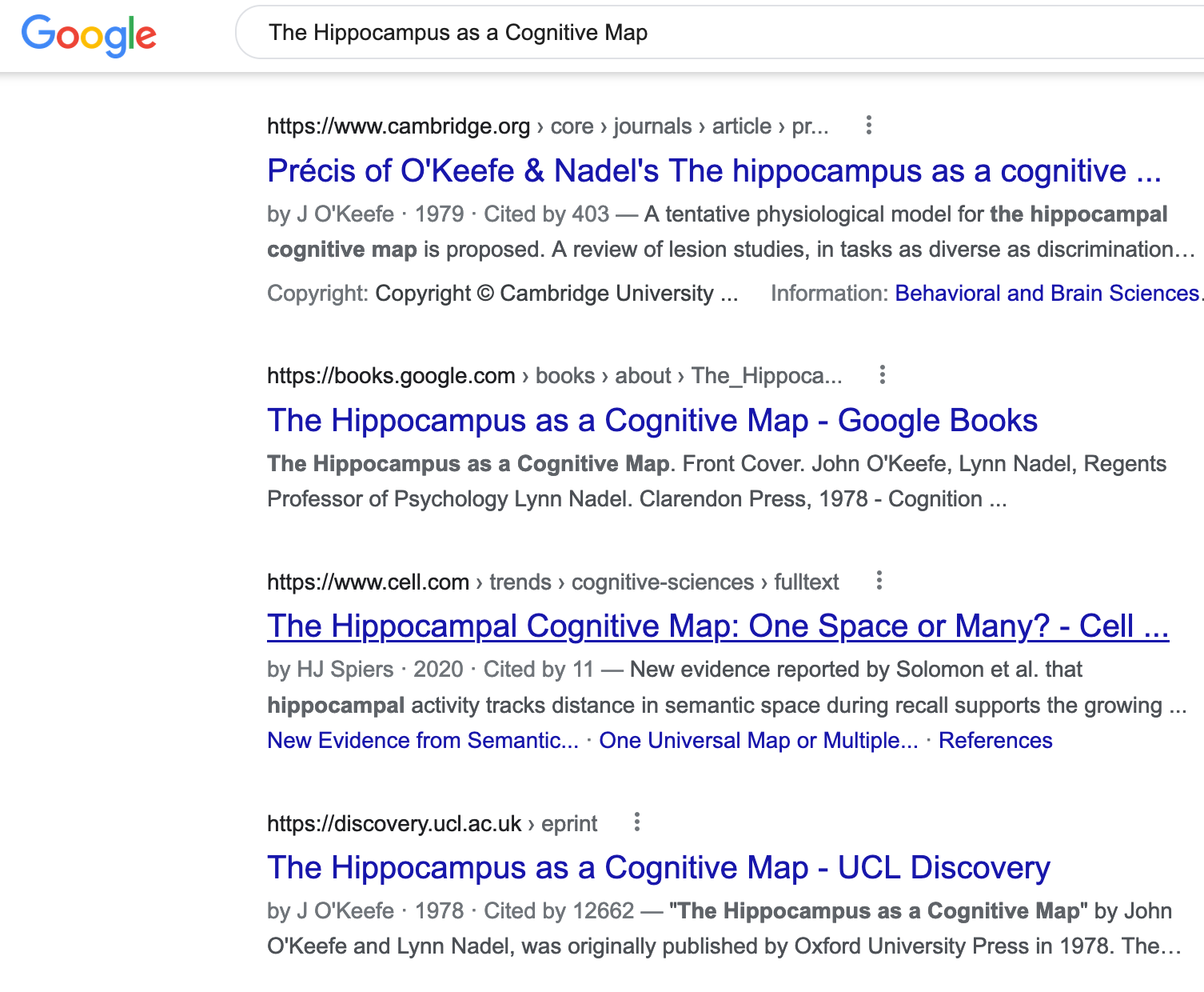 Google search results